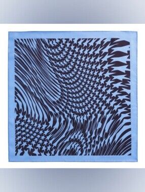 New H&M & Mugler Swirling Stark Star Wave Silk Scarf Black & Blue 18"×18"